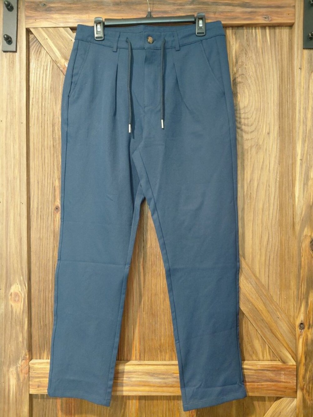 Women’s Navy Blue Pants Medium Pleated Straight Leg Drawstring Waist NWOT